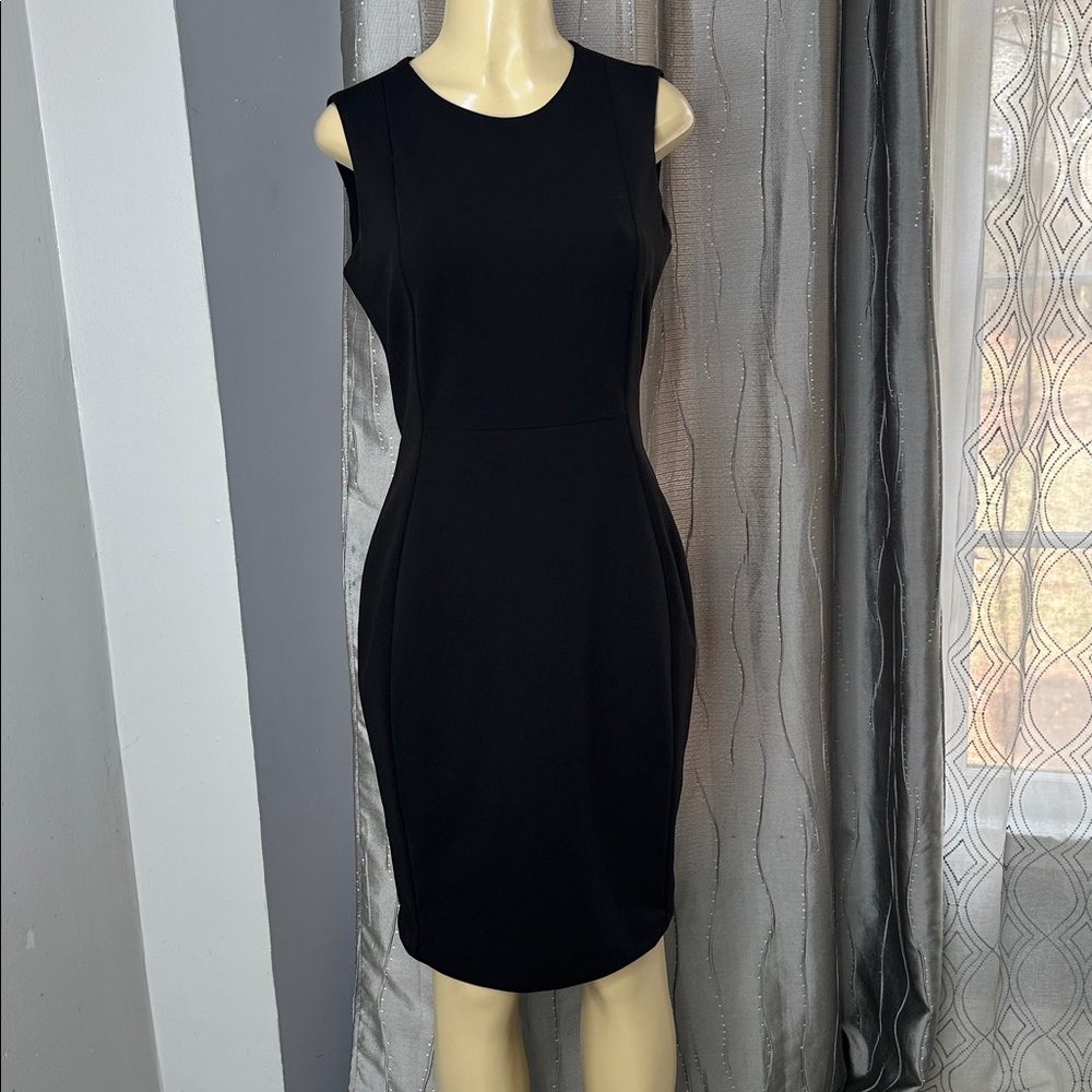 Calvin Klein Women's Black Sheath Dress Size 8 sleeveless Midi - Picture 3 of 9